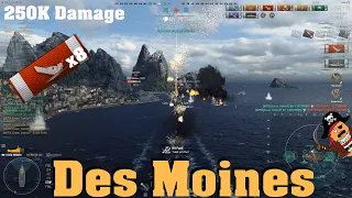 World of Warships Des Moines 8 Kills, double strike you name it! Ultra Carry 4K