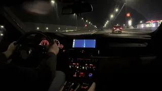 BMW F01 730d POV - Night time highway driving