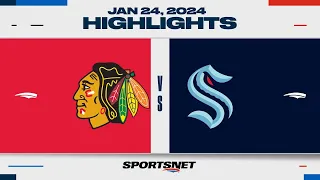 NHL Highlights | Blackhawks vs. Kraken - January 24, 2024