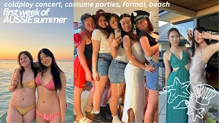 first week of AUSSIE summer!! coldplay concert, beach, costume party, GRWM, formals...