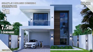 House Design | Simple House Design | 7m x 7.5m (116 sqm) | 3 Bedrooms