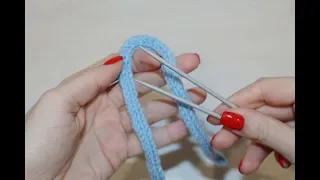 Как связать шнур/завязки спицами для новичков. Полый шнур спицами