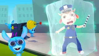 Spoiled Rabbits Froze a Policeman | Funny Cartoon for Kids | Dolly and Friends 3D