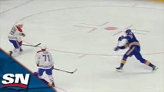 Tage Thompson Scores After Getting Rocked By Alexander Romanov At Centre Ice