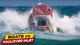 FAMILY BOAT MEETS HUGE BREAKING WAVES! | Boats vs Haulover Inlet