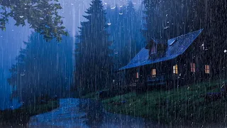 HEAVY RAIN on Roof for Deep Sleep & Insomnia Relief | Night Thunderstorm for Insomnia, Study, Relax