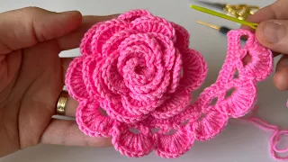 Easy Crochet Rose Flower Pattern For Beginners 🌺 CROCHET ROSE fabrication / flower craft