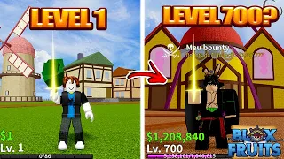 UPEI DO LEVEL 1 AO 700 EM 1 HORA NO BLOX FRUITS ?!? (ROBLOX)