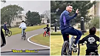 Messi cycling in Rosario with his family 🇦🇷🚴