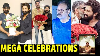 Megha Celebrations For Allu Arjun | 69th National Film Awards | Sai Dharam Tej | Varun Tej | Sukumar