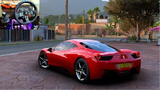 Ferrari 458 - Forza Horizon 5 - Steering Wheel + Shifter Gameplay - Max Settings Raytracing 4k