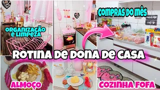 ROTINA DE DONA DE CASA COM AMOR COMPRAS DO MÊS COZINHA FOFA ROSA LIMPEZA E ORGANIZAÇÃO e ALMOÇO