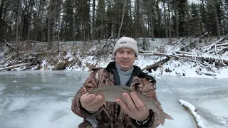 Рыбалка на хариуса по льду."Троллинг" на зимней рыбалке.