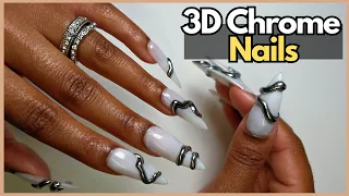 Trying 3D CHROME NAILS | Chrome Nail Art Tutorial | Gel X Nails