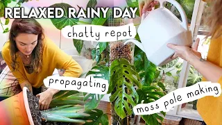 Cosy Rainy Day Plant Chores, HUGE Repot + Moss Pole Extensions 🌱 Realistic, Relaxed Plant To-Dos