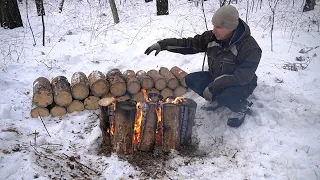 "НОДЬЯ" из ЧУРБАКОВ |  очень интересный костёр | ФИНСКАЯ СВЕЧА + КОСТЕР ОБРАТНЫЙ из ЧУРБАКОВ