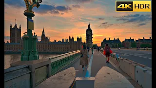 🌇London Sunset Walk🌅Westminster Bridge to St Paul´s Cathedral [4K HDR]