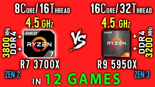 Ryzen 7 3700x vs Ryzen 9 5950x Test in 12 Games or R9 5950x vs R7 3700x OC