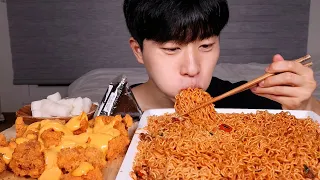SPICY Noodles Cheese Chicken ASMR MUKBANG KOREAN EATINGSOUND