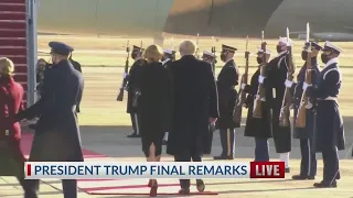 President Trump departs White House for final time on Marine One