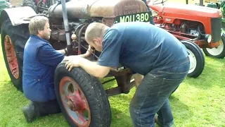 T) TRYING TO START A FORDSON OLD VINTAGE TRACTOR  (  CAN YOU SEE WHAT HE IS DOING WRONG ?  * I CAN *