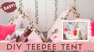 DIY WITH ME | easy teepee tent; sleepover, glamping, slumber party decoration ideas!!!