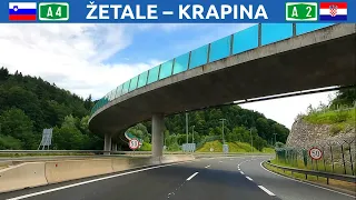 Driving from Slovenia to Croatia. Border crossing between Maribor and Zagreb. 4K