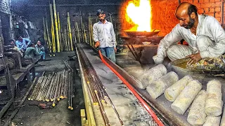 Brass Extrusion Process. Amazing Manufacturing Process of Brass Rods in Factory!!