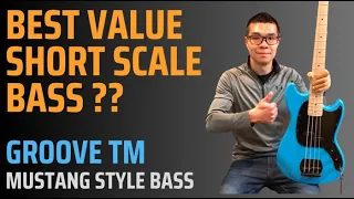 Best value short scale bass? In-depth review Groove TM Mustang bass (vs. Squier Bronco bass)