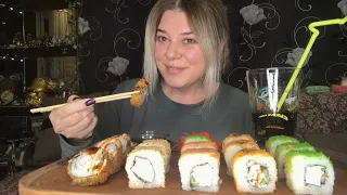 МУКБАНГ | РОЛЛЫ СУШИ | МАШИНА | MUKBANG | ROLLS SUSHI | ロールズ  勞斯萊斯