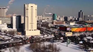 Посадка вертолёта у метро Калужская, Москва часть 1