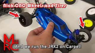 Mini B & JRX2 - Nick CNC wheel & tire update and we run the JRX2 on Carpet!