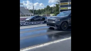 Dodge Demon Powered Trackhawk vs. Lamborghini Huracan DragRace!