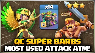 Swaged! Th14 Queen Charge Super Barbarian Attack | Th14 Super Barbarian Attack in Clash of Clans coc