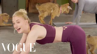 Sophie Turner Tries Goat Yoga | Vogue