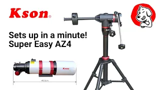 We set up the Kson AZ4 Mount with ultra portable Kson A102G F/6 (w/ 2" Fine Focuser.) (Package D)