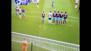 Moment Pitch Invader takes Tottenham's Freekick - West Ham United vs Tottenham