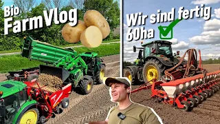 60ha Kartoffeln sind gepflanzt - 6250R drillt Soja - Mais in der Wüste striegeln / Vlog 89
