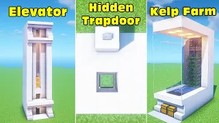 ⚒ Minecraft: 3 Redstone Build Hack (Elevator, Auto Kelp Farm, Secret Hidden Trapdoor) #24 (Tutorial)