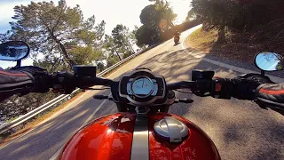 Riding the Triumph Rocket 3R in Portugal with Joe Wicks, Nick O'Malley and Victoria Pendleton.