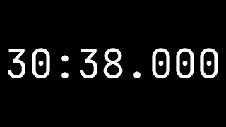 Countdown timer 30 minutes, 38 seconds [30:38.000] - White on black with milliseconds