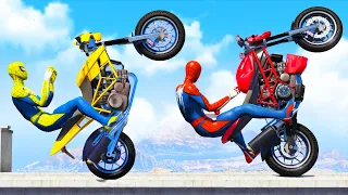 GTA 5 Rainbow Spiderman Motorcycle Ragdoll Jumps Episode 5