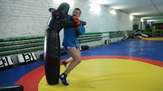 Training with a dummy in combat Sambo