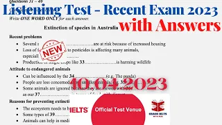 IELTS Listening Actual Test 2023 with Answers | 10.04.2023