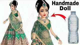 How To Make Doll At Home | DIY Bottle Doll | Barbie Doll | Indian Doll Dress | Barbie Crafts Ideas