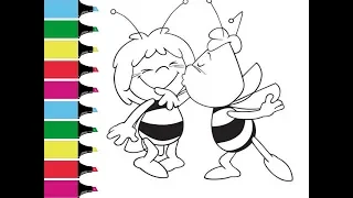 Maya the Bee coloring pages for kids Valentine's Day Раскраски Киндер Фан