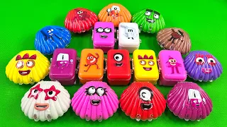 Pick up Numberblocks with All CLAY inside Seashell, Suitcase,... Coloring! Satisfying ASMR Videos