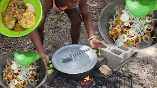 Meat cooked in stones - GENGHIS  KHAN favorite dish Jamaican style -nailed it