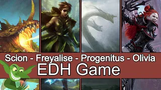 Scion of the Ur-Dragon vs Freyalise vs Progenitus vs Olivia EDH / CMDR game play for Magic