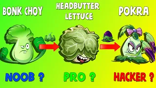 Bonk Choy vs Pokra vs Headbutter Lettuce Max Levels - Who is best? - Plant vs Plant PvZ 2